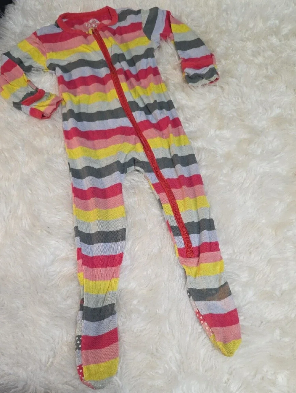 Kickee Pants Striped Footed Baby One-Piece Sleepers Lot of 2